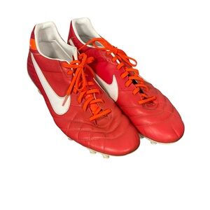 Nike Tiempo Men’s Sz 14 Orange Red Football Soccer Cleats